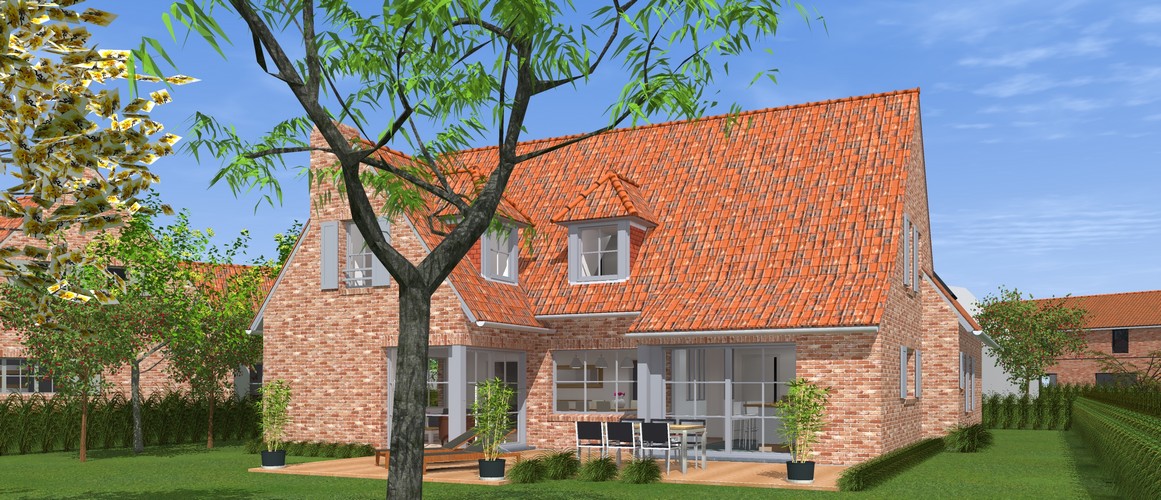 Maisons Delplanque-20013-classique-briques rouges-joints creme-queue de vache-extension-vue jardin-vue arrière lot12