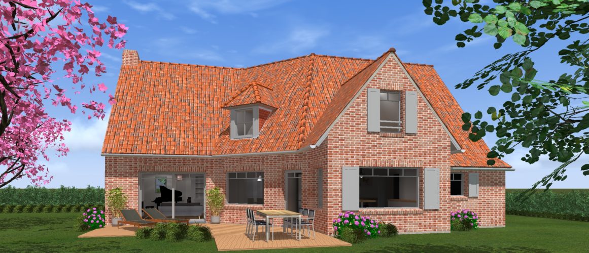 Maisons Michel Delplanque-19011-classique-petit bois-briques joints blancs-flamande-jardin